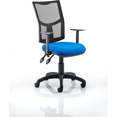 Eclipse II Lever Task Operator Office Chair Mesh Back With Blue Seat &Height Adjustable Arms Eclipse II Lever Task Operator Office Chair Mesh Back With Blue Seat &Height Adjustable Arms