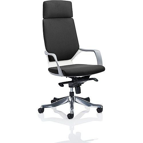 Xenon White Frame High Back Executive Office Chair Black Fabric With Headrest Xenon White Frame High Back Executive Office Chair Black Fabric With Headrest