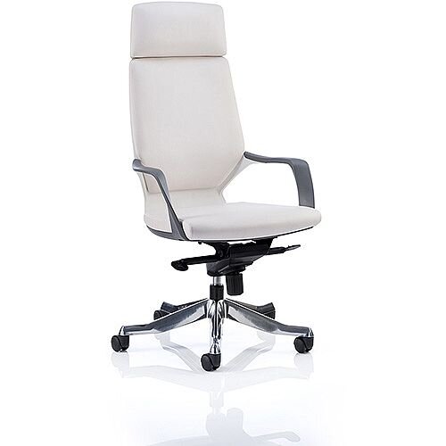 Xenon White Frame High Back Executive Office Chair White Leather With Headrest Xenon White Frame High Back Executive Office Chair White Leather With Headrest