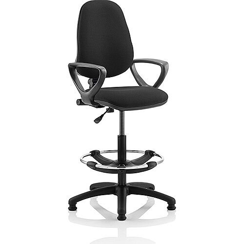 Eclipse I Lever Task Operator Office Chair Black With Loop Arms With Draughtsman Kit Eclipse I Lever Task Operator Office Chair Black With Loop Arms With Draughtsman Kit