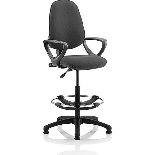 Eclipse I Lever Task Operator Office Chair Charcoal With Loop Arms With Draughtsman Kit