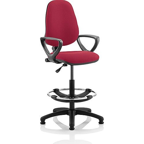 Eclipse I Lever Task Operator Office Chair Wine With Loop Arms With Draughtsman Kit