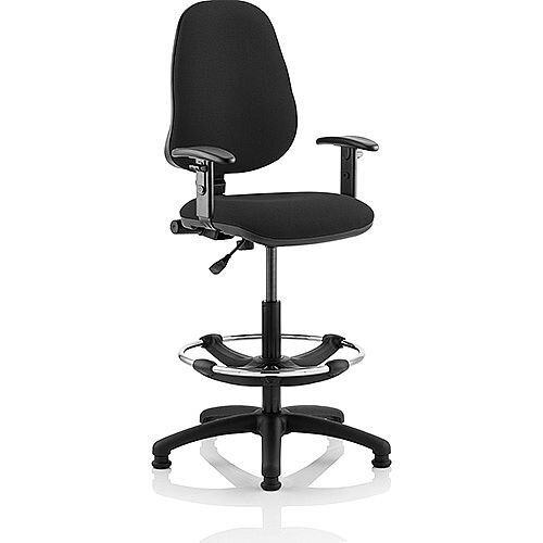 Eclipse I Lever Task Operator Office Chair Black With Height Adjustable Arms With Draughtsman Kit