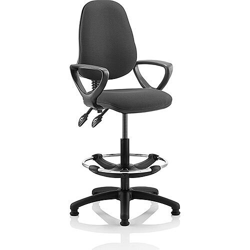 Eclipse II Lever Task Operator Office Chair Charcoal With Loop Arms With Draughtsman Kit