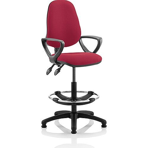 Eclipse II Lever Task Operator Office Chair Wine With Loop Arms With Draughtsman Kit