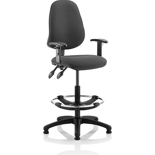 Eclipse II Lever Task Operator Office Chair Charcoal With Height Adjustable Arms With Draughtsman Kit Eclipse II Lever Task Operator Office Chair Charcoal With Height Adjustable Arms With Draughtsman Kit