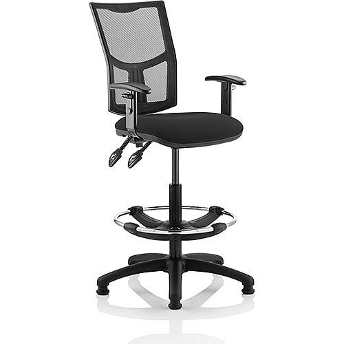 Eclipse II Lever Task Operator Office Chair Mesh Back With Black Seat With Height Adjustable Arms With Draughtsman Kit Eclipse II Lever Task Operator Office Chair Mesh Back With Black Seat With Height Adjustable Arms With Draughtsman Kit