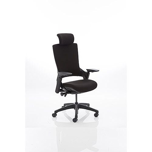 Molet Black Frame Black Fabric Office Chair With Black Fabric Headrest