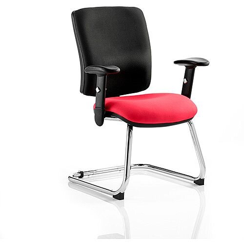 Chiro Medium Back Cantilever Chair Black Back & Cherry Red Seat