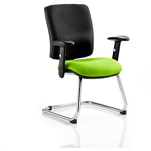 Chiro Medium Back Cantilever Chair Black Back &Swizzle Green Seat Chiro Medium Back Cantilever Chair Black Back &Swizzle Green Seat