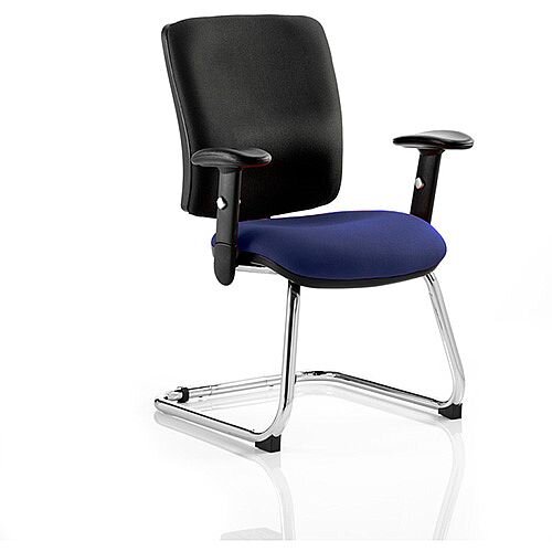 Chiro Medium Back Cantilever Chair Black Back & Serene Blue Seat