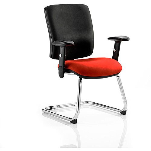 Chiro Medium Back Cantilever Chair Black Back &Pimento Rustic Orange Seat Chiro Medium Back Cantilever Chair Black Back &Pimento Rustic Orange Seat
