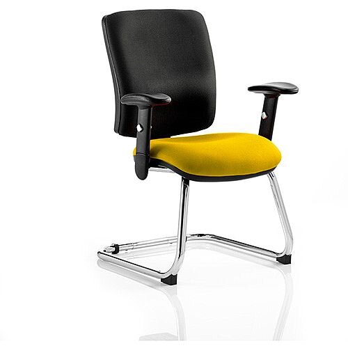 Chiro Medium Back Cantilever Chair Black Back & Sunset Yellow Seat