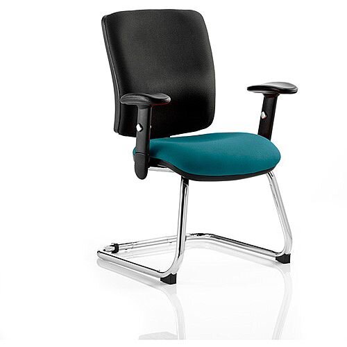 Chiro Medium Back Cantilever Chair Black Back & Kingfisher Green Seat