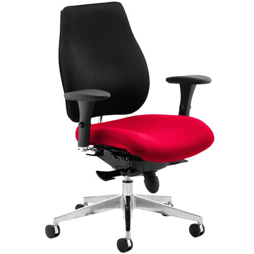 Chiro Plus High Back Ergonomic Posture Office Chair Black Back & Cherry Red Seat