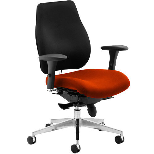 Chiro Plus High Back Ergonomic Posture Office Chair Black Back & Pimento Rustic Orange Seat