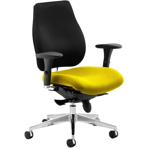 Chiro Plus High Back Posture Chair Black Back & Sunset Yellow Seat