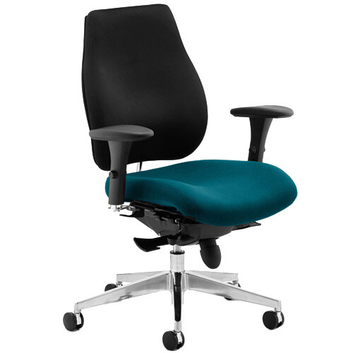 Chiro Plus High Back Ergonomic Posture Office Chair Black Back & Kingfisher Green Seat