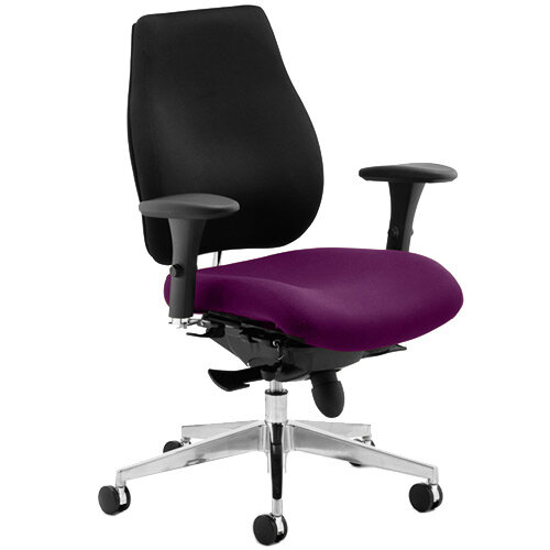 Chiro Plus High Back Ergonomic Posture Office Chair Black Back & Purple Seat