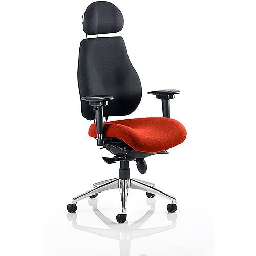 Chiro Plus Ultimate High Back Ergonomic Posture Office Chair With Headrest Black Back &Pimento Rustic Orange Seat Chiro Plus Ultimate High Back Ergonomic Posture Office Chair With Headrest Black Back &Pimento Rustic Orange Seat