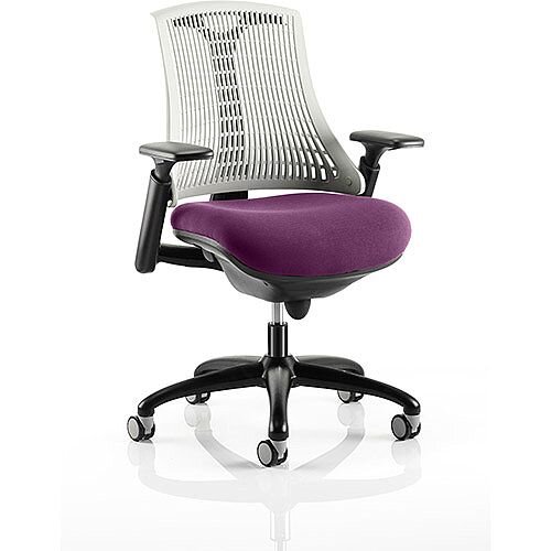 Flex Task Operator Office Chair Black Frame White Back Purple Seat