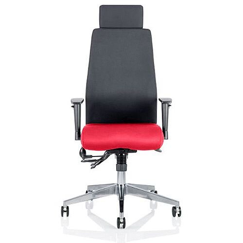 Onyx High Back Ergonomic Posture Office Chair With Headrest Black Back & Cherry Red Seat