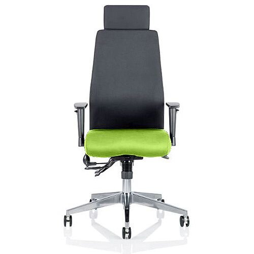 Onyx High Back Ergonomic Posture Office Chair With Headrest Black Back &Swizzle Green Seat Onyx High Back Ergonomic Posture Office Chair With Headrest Black Back &Swizzle Green Seat