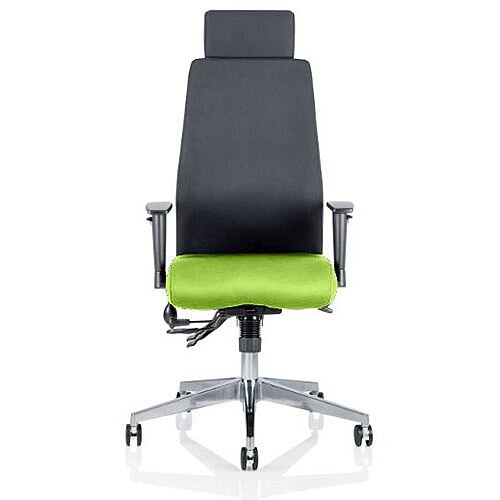 Onyx High Back Ergonomic Posture Office Chair With Headrest Black Back & Swizzle Green Seat