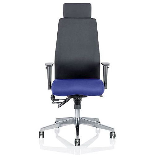 Onyx High Back Ergonomic Posture Office Chair With Headrest Black Back & Serene Blue Seat