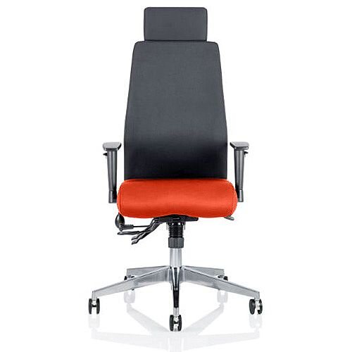 Onyx High Back Ergonomic Posture Office Chair With Headrest Black Back & Pimento Rustic Orange Seat