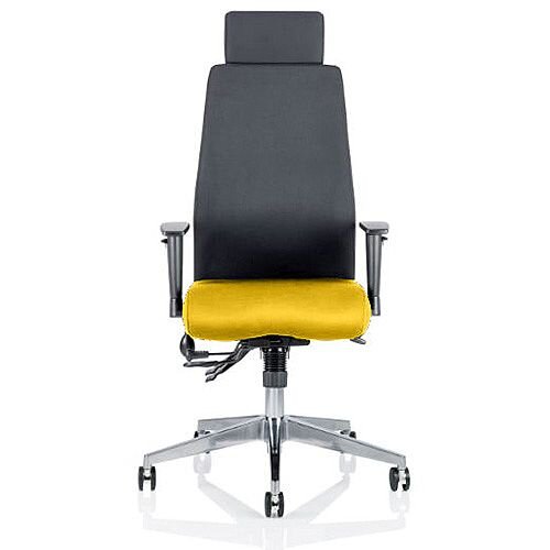 Onyx High Back Ergonomic Posture Office Chair With Headrest Black Back & Sunset Yellow Seat