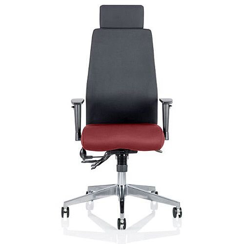 Onyx High Back Ergonomic Posture Office Chair With Headrest Black Back & Chilli Red Seat