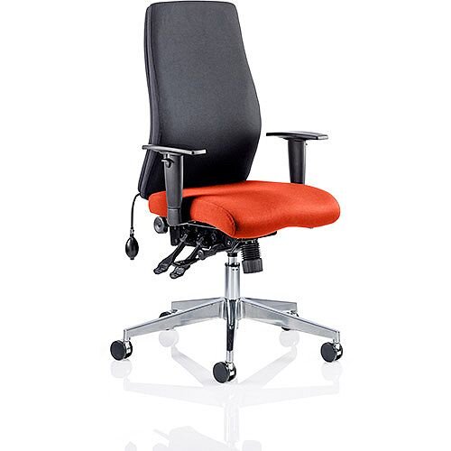 Onyx High Back Ergonomic Posture Office Chair Black Back & Pimento Rustic Orange Seat