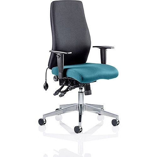 Onyx High Back Ergonomic Posture Office Chair Black Back & Kingfisher Green Seat