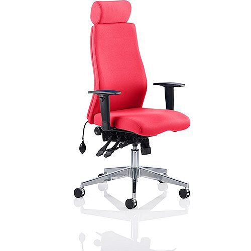 Onyx High Back Ergonomic Posture Office Chair With Headrest Cherry Red With Arms