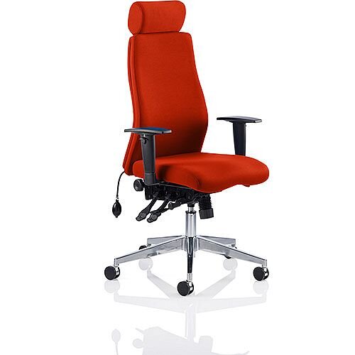 Onyx High Back Ergonomic Posture Office Chair With Headrest Pimento Rustic Orange With Arms