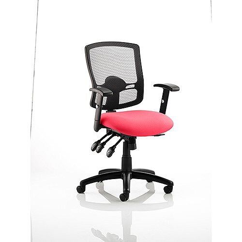 Portland III Task Operator Office Chair Black Mesh Back Cherry Red