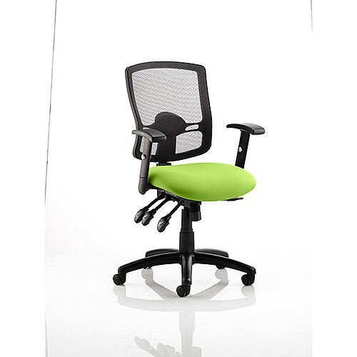 Portland III Task Operator Office Chair Black Mesh Back Swizzle Green