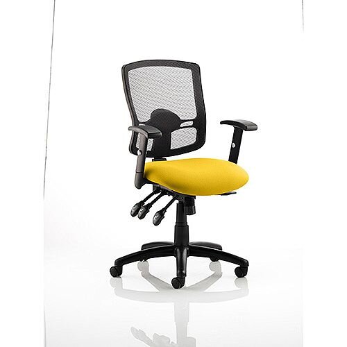 Portland III Task Operator Office Chair Black Mesh Back Sunset Yellow