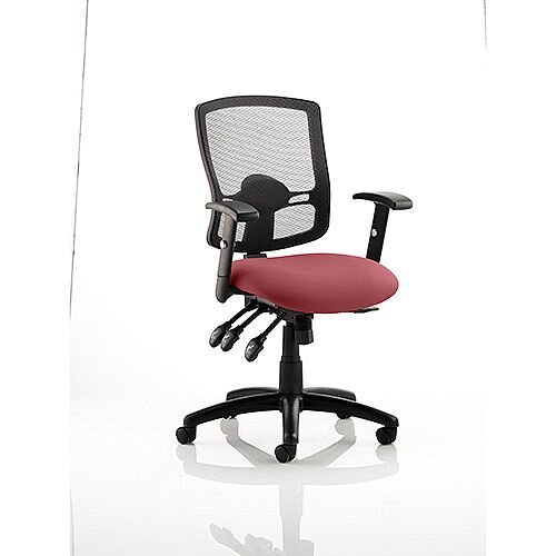 Portland III Task Operator Office Chair Black Mesh Back Chilli Red