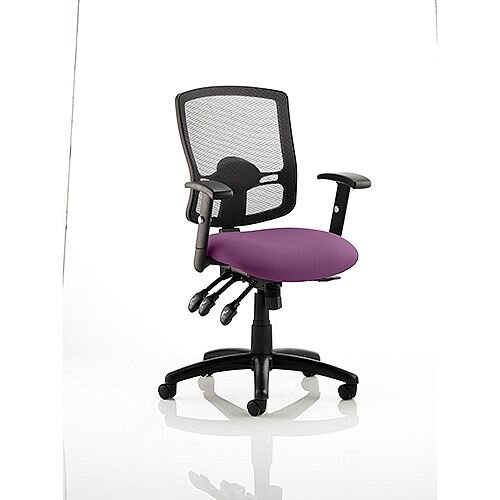 Portland III Task Operator Office Chair Black Mesh Back Purple