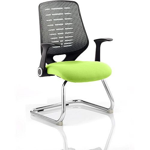 Relay Boardroom &Visitor Chair Cantilever Silver Back Swizzle Green Relay Boardroom &Visitor Chair Cantilever Silver Back Swizzle Green