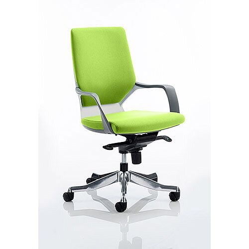 Xenon Executive Office Chair White Frame Medium Back Swizzle Green Seat