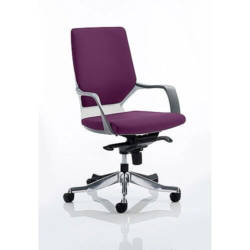 Xenon Executive Office Chair White Frame Medium Back Purple Seat Xenon Executive Office Chair White Frame Medium Back Purple Seat