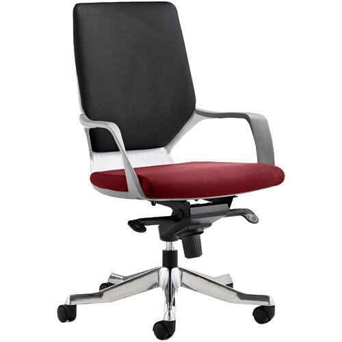 Xenon Executive Office Chair White Frame Medium Back Black & Chilli Red Seat