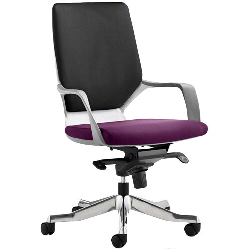 Xenon Executive Office Chair White Frame Medium Back Black &Purple Seat Xenon Executive Office Chair White Frame Medium Back Black &Purple Seat