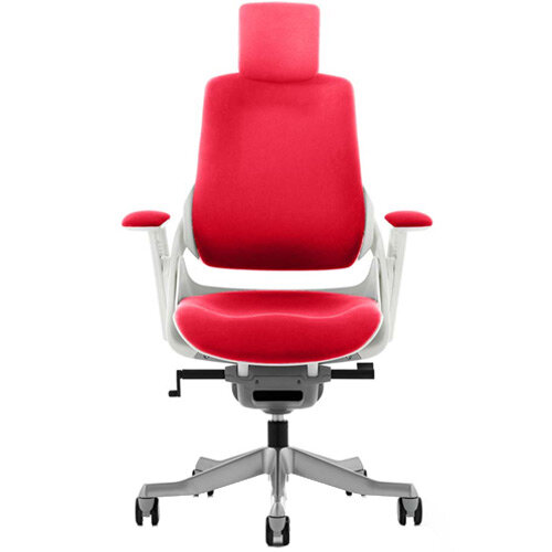 Zure High Back Executive Office Chair Cherry Red With Height Adjustable Pivot Arms & Headrest