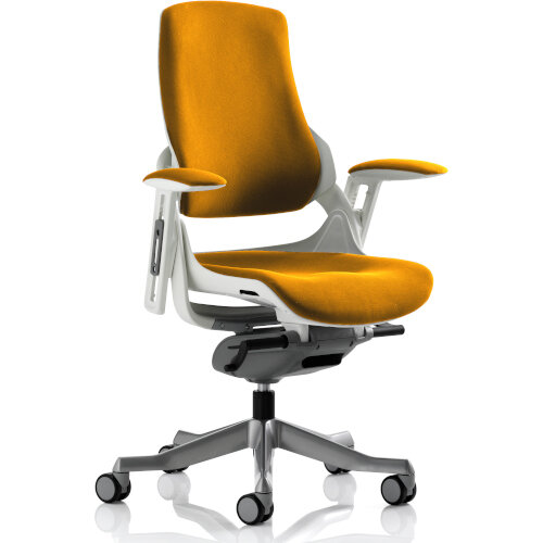 Zure High Back Executive Office Chair Sunset Yellow With Height Adjustable Pivot Arms