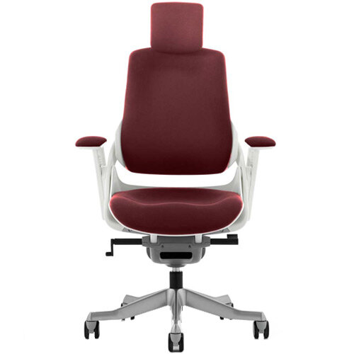 Zure High Back Executive Office Chair Chilli Red With Height Adjustable Pivot Arms & Headrest