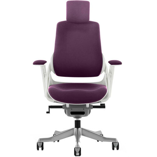 Zure High Back Executive Office Chair Purple With Height Adjustable Pivot Arms & Headrest